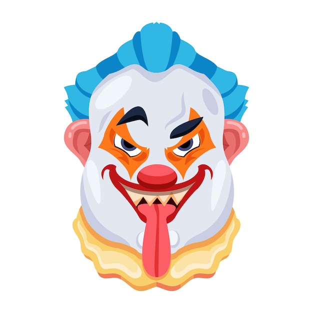 Vector collection of 16 clown face flat vectors