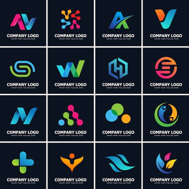 Collection of 16 Modern Logo Designs Template