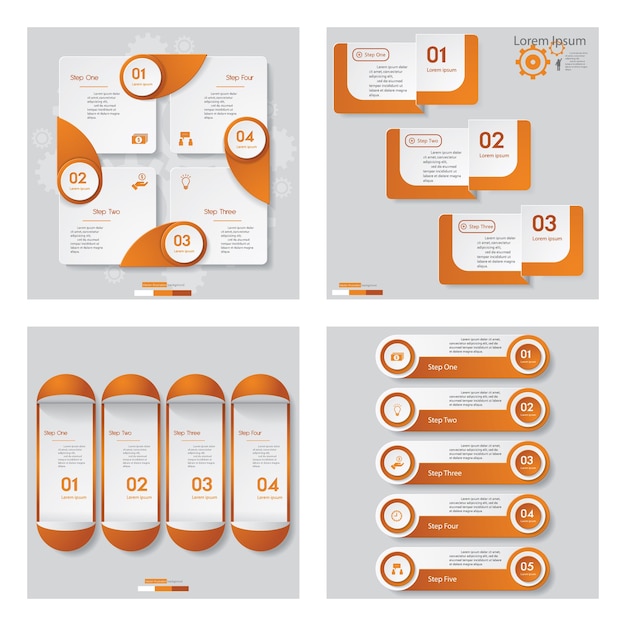 Collection of 4 orange color design template