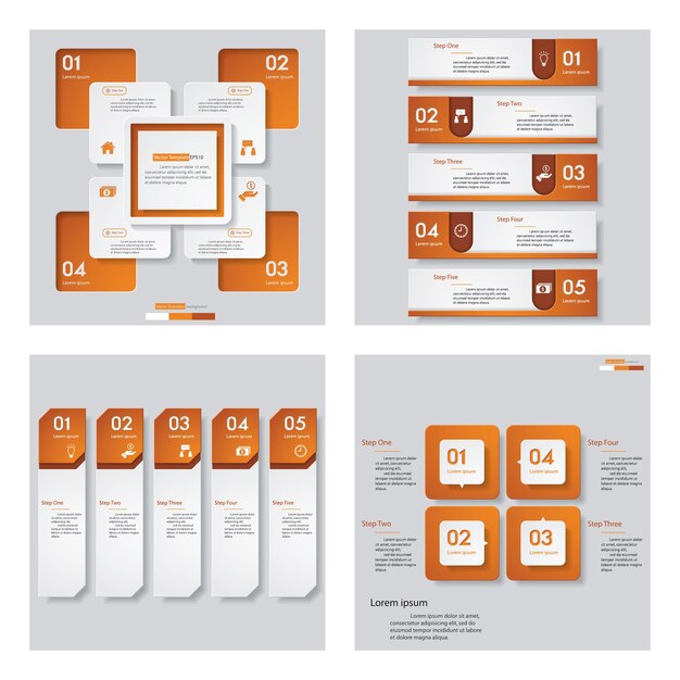 Collection of 4 orange color design template