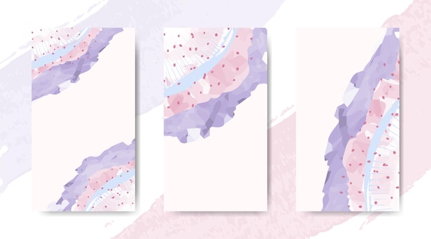 Collection of abstract hand drawn aesthetic minimal watercolor background for social media stories