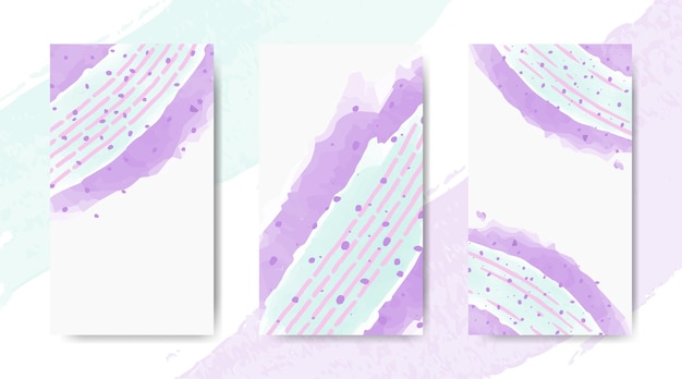 Collection of abstract hand drawn aesthetic minimal watercolor background for social media stories