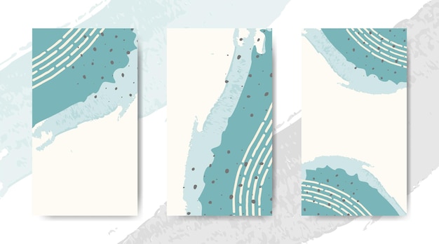 Collection of abstract hand drawn aesthetic minimal watercolor background for social media stories