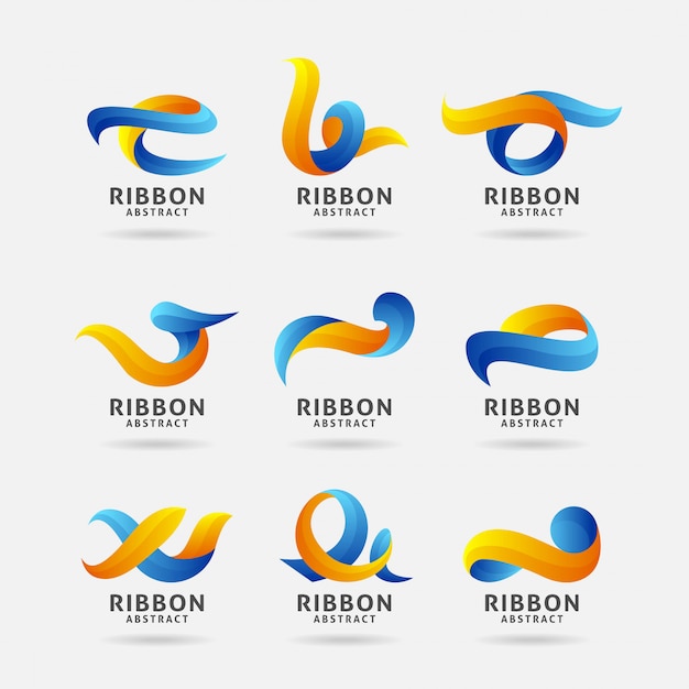 Collection of abstract ribbon logo 