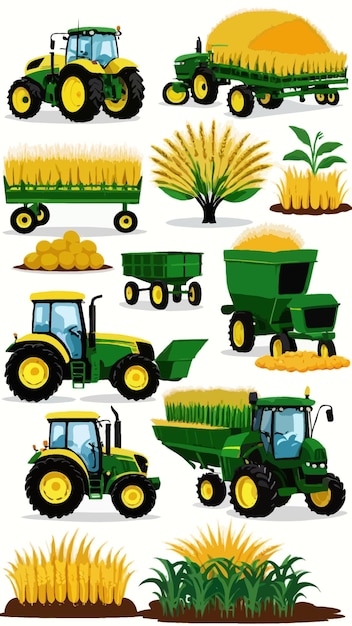 Vector a collection of agriculture and farming elements cartoon drawing artwork vector