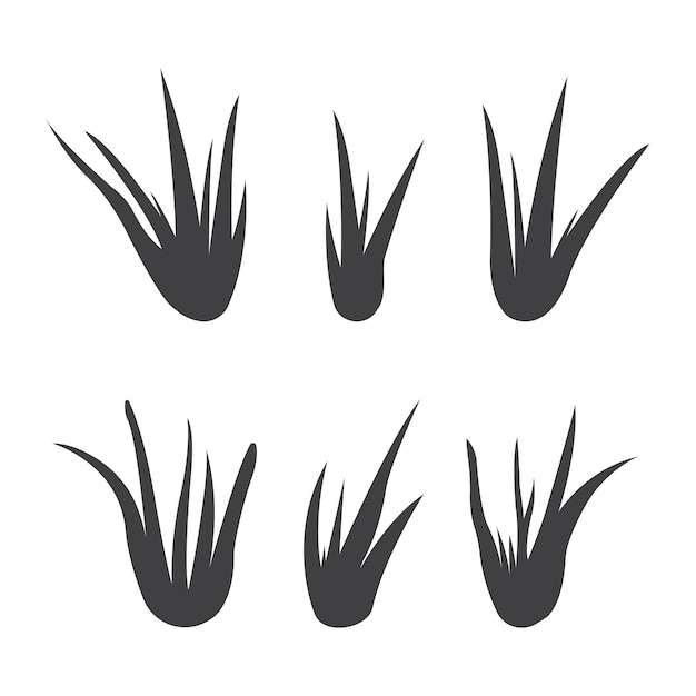 Collection of aloe vera green plants Flat icons for logo symbol label and sticker