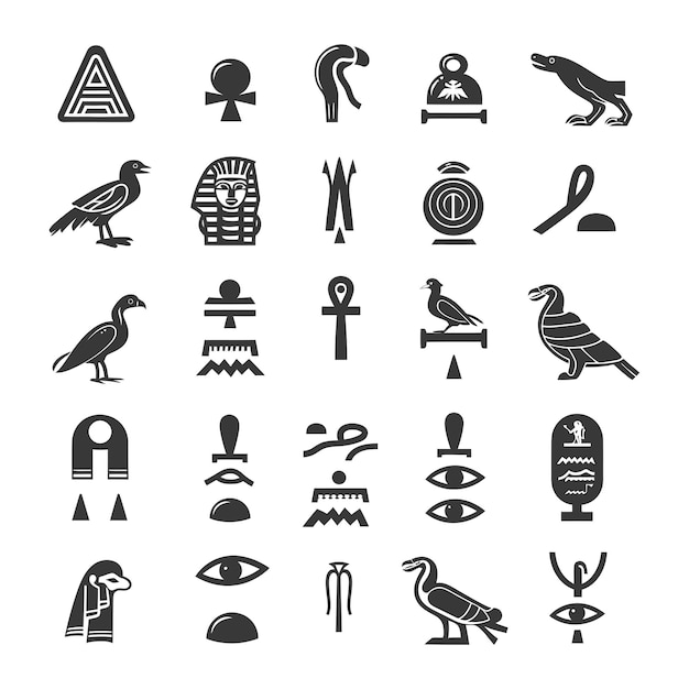 Vector collection of ancient egyptian hieroglyphics and symbols