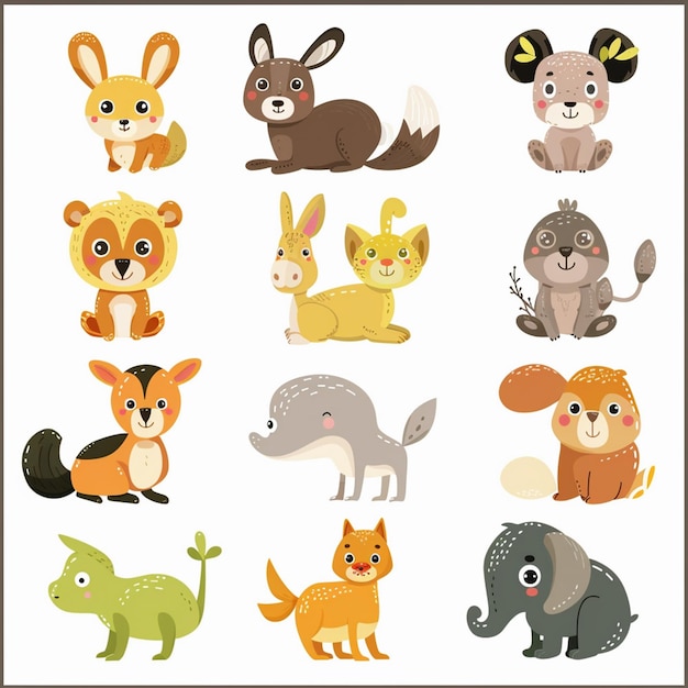 Vector a collection of animals including a rabbit rabbit rabbit and rabbit