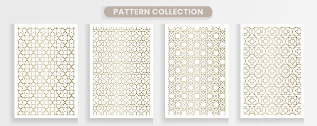 Collection of Arabic ornament patterns on a white background luxurious gold color