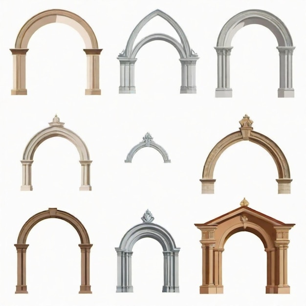 Vector a collection of arches with arches and arches in the middle