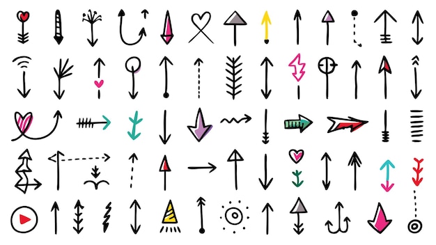 Vector a collection of arrows and arrows with the word arrow