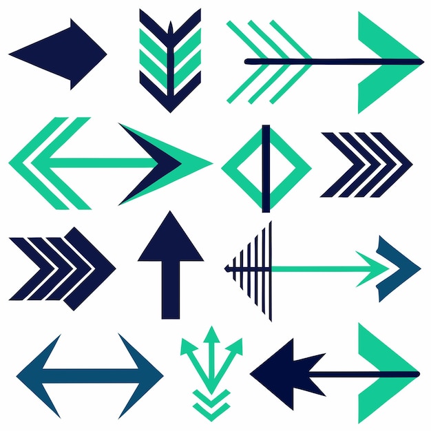 Vector a collection of arrows with arrows pointing to different directions