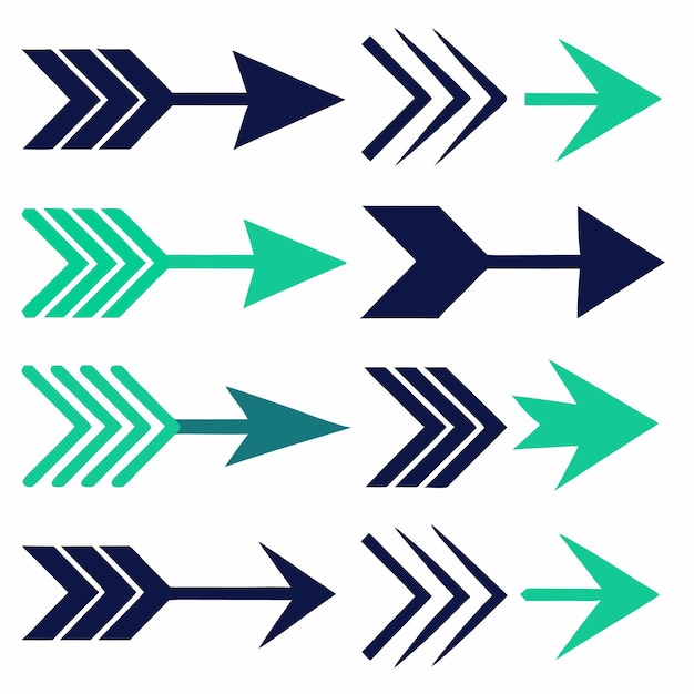 a collection of arrows with arrows pointing to the right