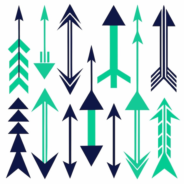 Vector a collection of arrows with different colors and shapes