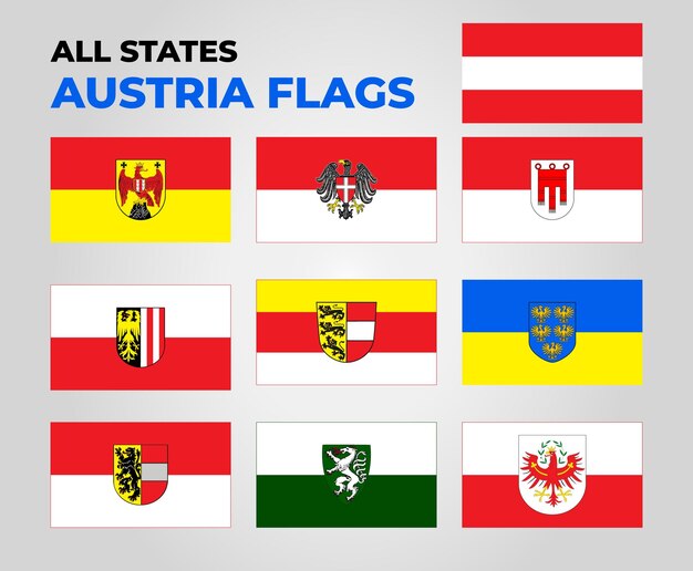 Vector collection of austria states flags designs template