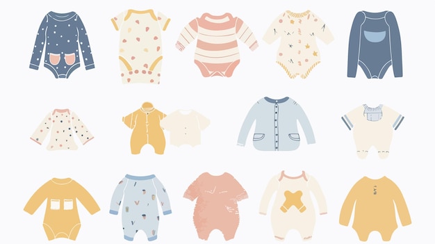 Vector collection of baby clothes in scandinavian style