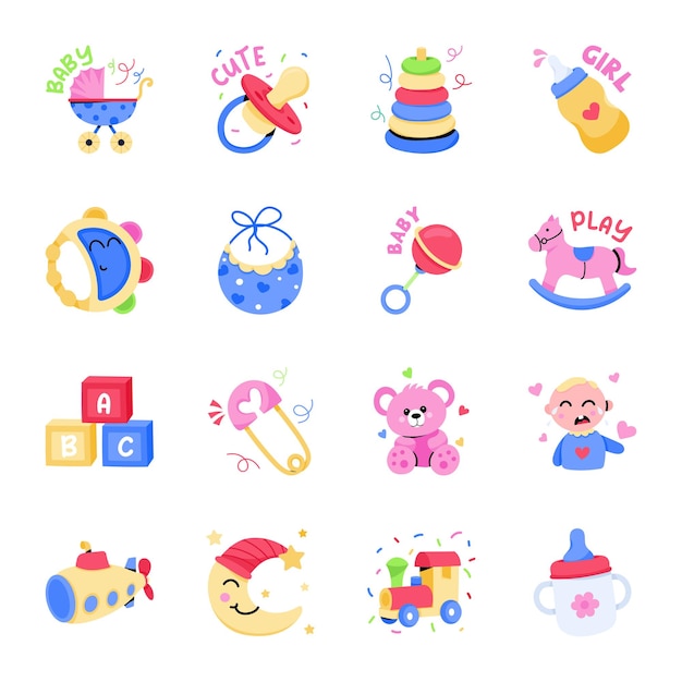 Collection of Baby Shower Flat Stickers