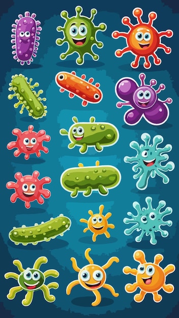 a collection of bacteria cartoon drawing artwork vector