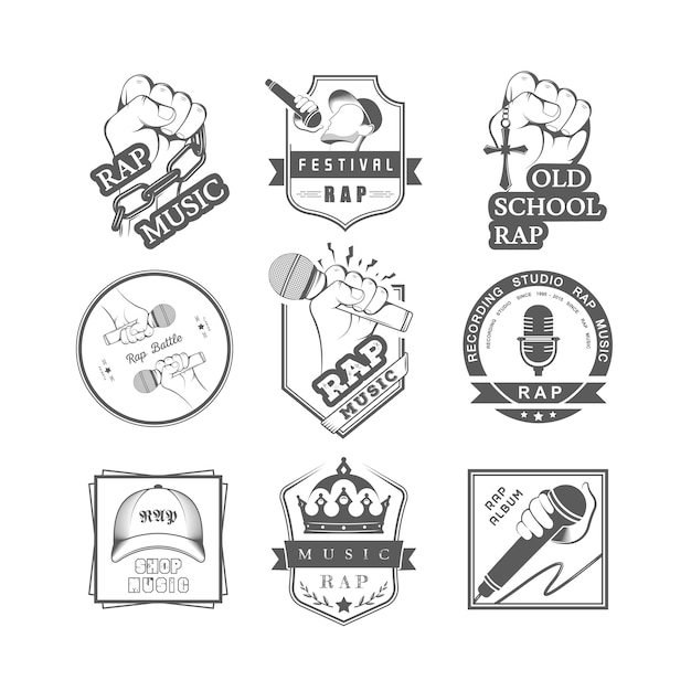 Collection of Badges Rap Music