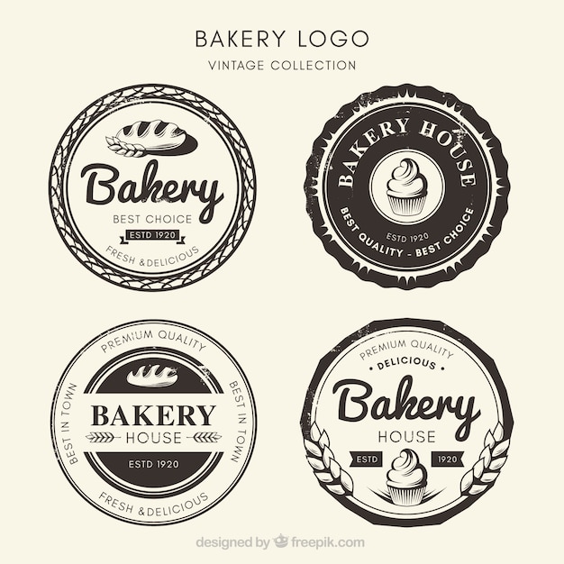 Collection of bakery logos in vintage style