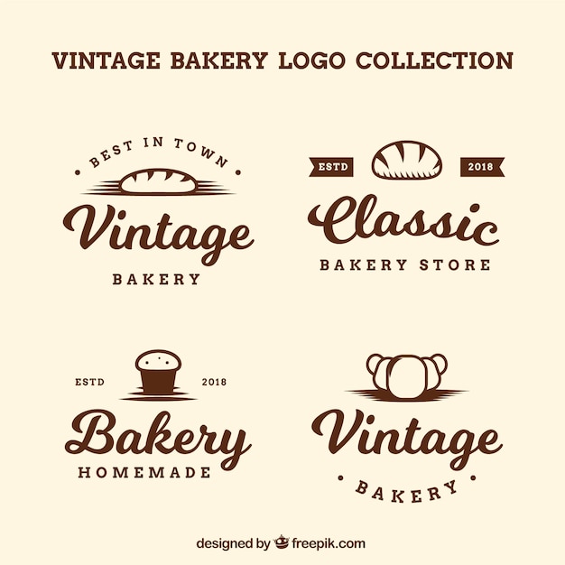 Collection of bakery logos in vintage style