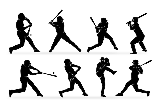 Collection Of Base Ball Player Silhouette