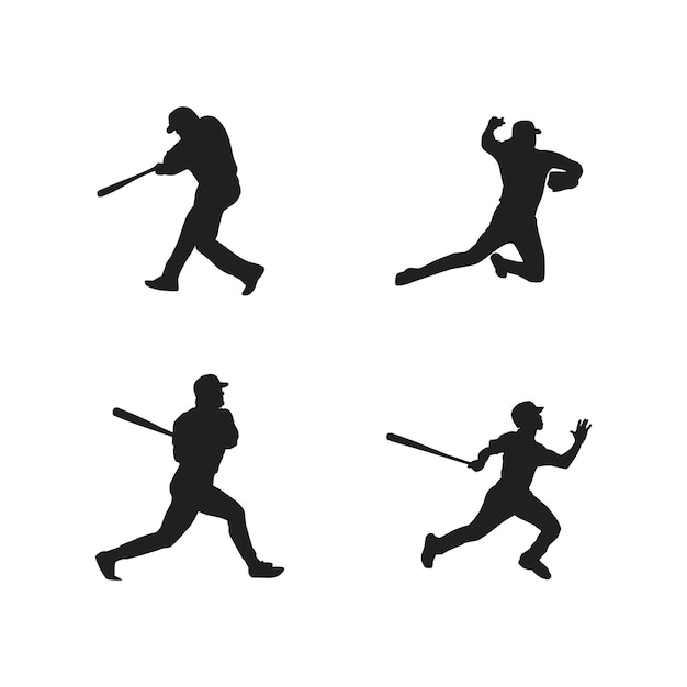 Collection of baseball player silhouettes