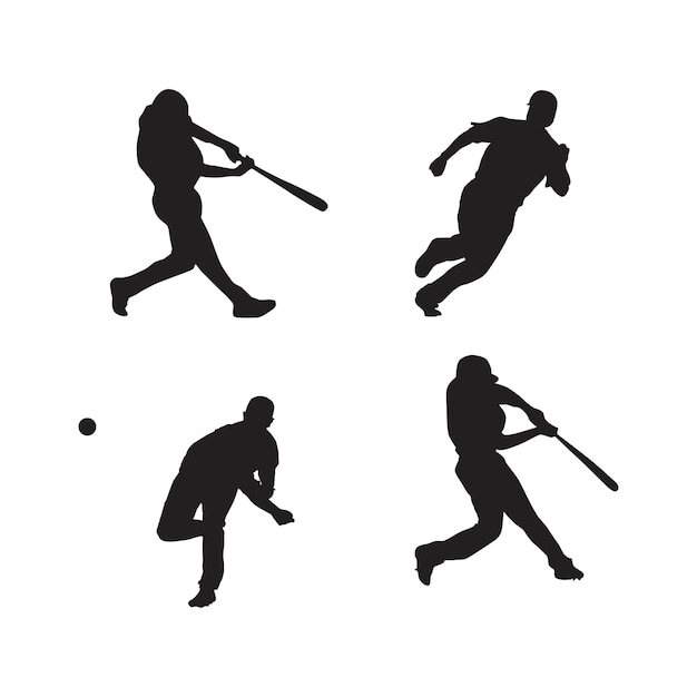 Collection of baseball player silhouettes