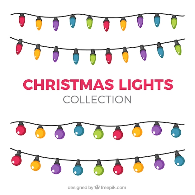 Collection of beautiful light bulbs of christmas colors