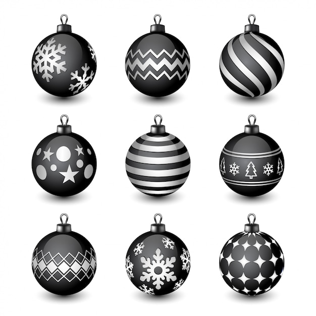 Collection of black christmas balls