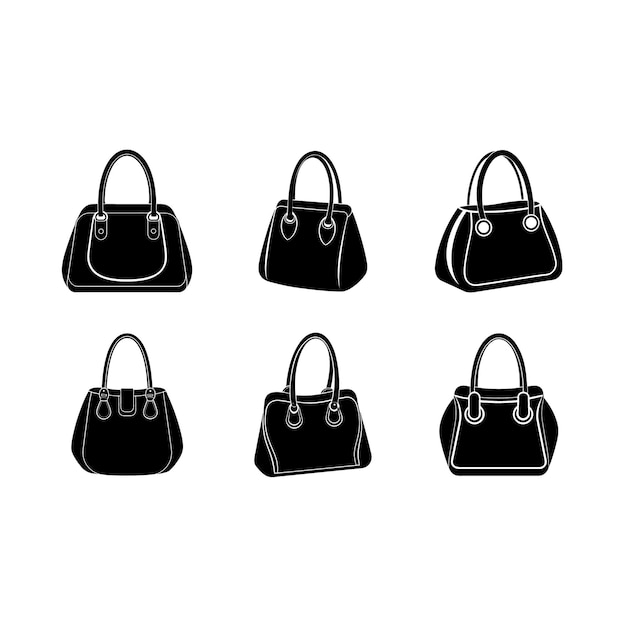 Vector a collection of black handbags with a white background