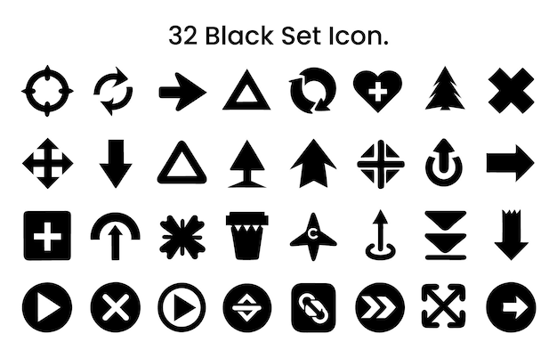 a collection of black icons with the number 3 set