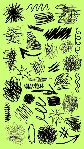 Vector a collection of black ink scribble art illustration