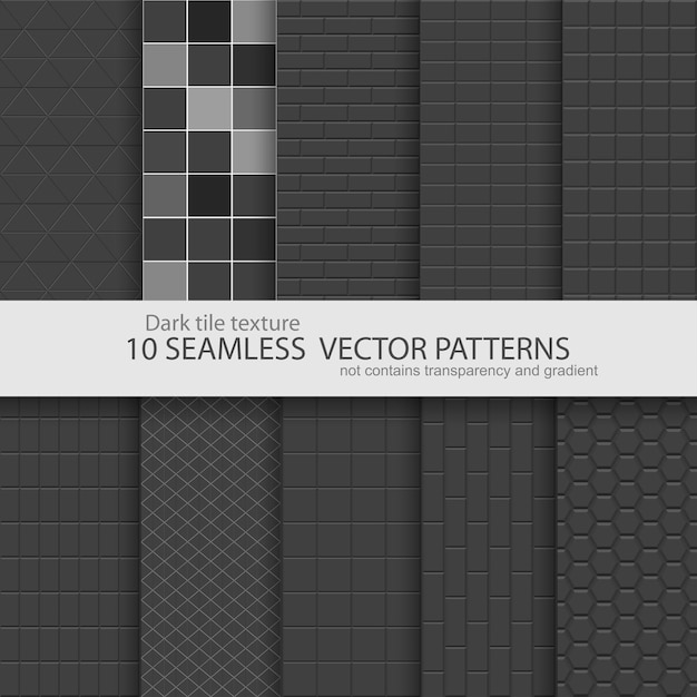 Collection of black tile textures Seamless