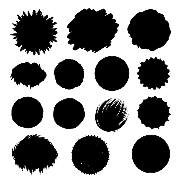 Vector a collection of black and white circles with a white background