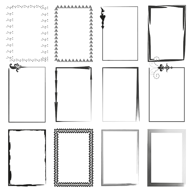 Collection of Black and White Decorative Frames Vector illustration EPS 10