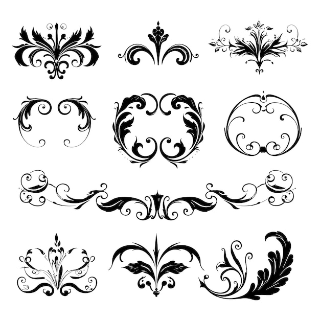 Vector a collection of black and white designs and designs