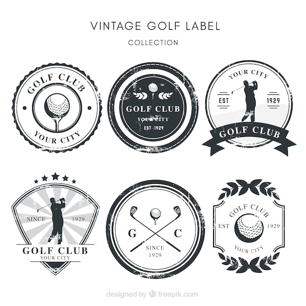 Collection of black and white golf labels