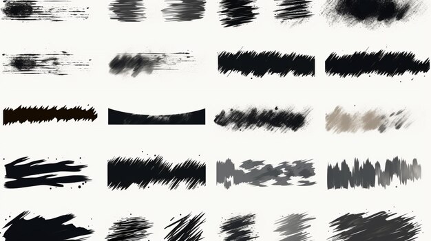 Vector a collection of black and white hair brushes