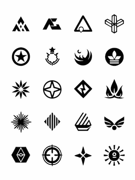 a collection of black and white icons with the logo of a logo that says  adidas