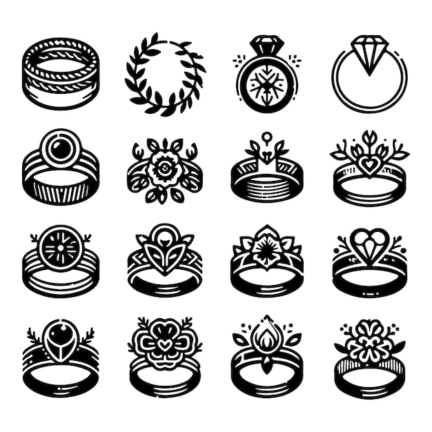 a collection of black and white images including crown and crown