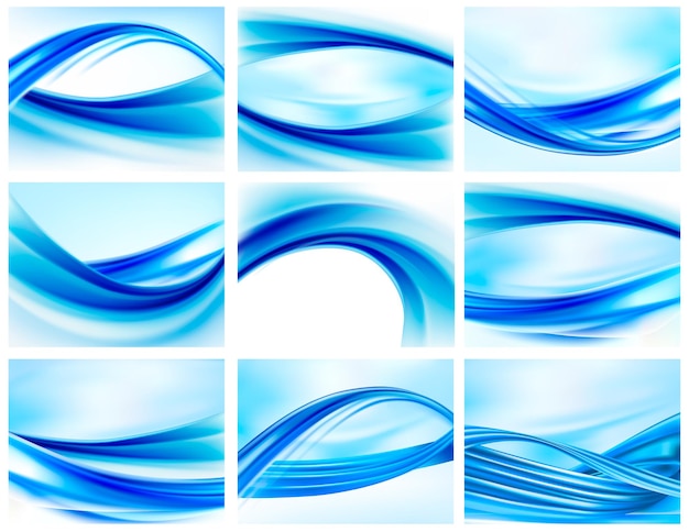 Collection of blue abstract backgrounds