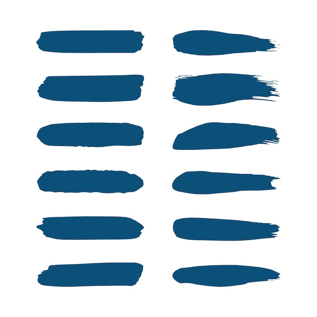 Collection of blue brushstrokes  Vector