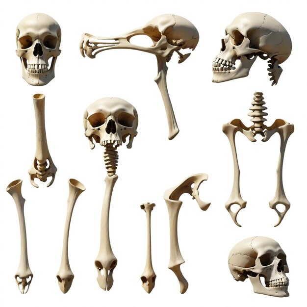 a collection of bones including one that has the word quot the quot no quot on it