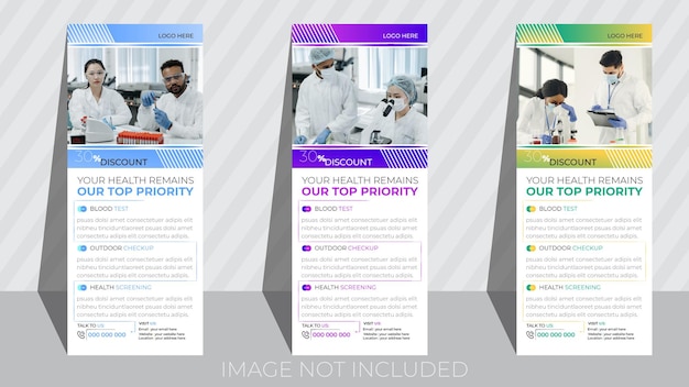 A collection of brochures for the health care service Medical Roll Up Banner Template