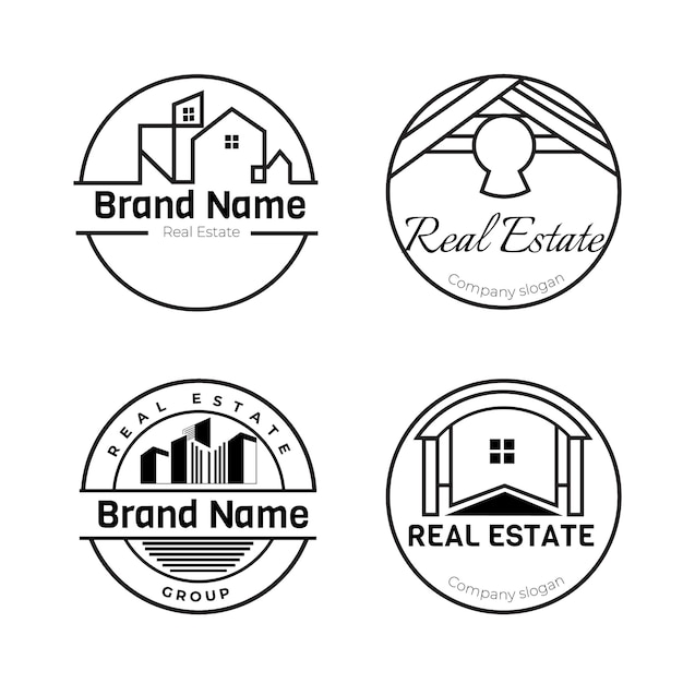 collection of building architecture sets real estate logo design