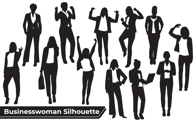 Collection of Business Woman Silhouettes in different poses