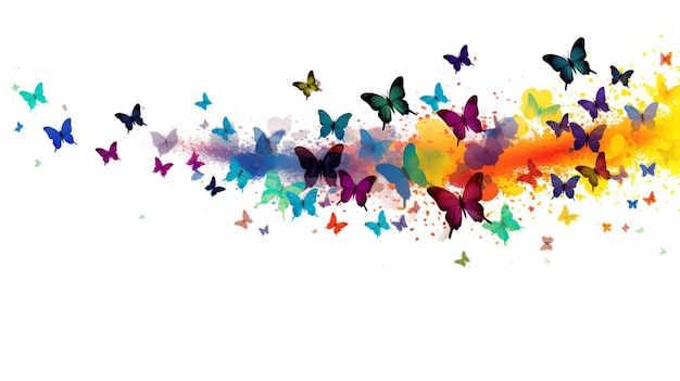 a collection of butterflies with colored butterflies on a white background