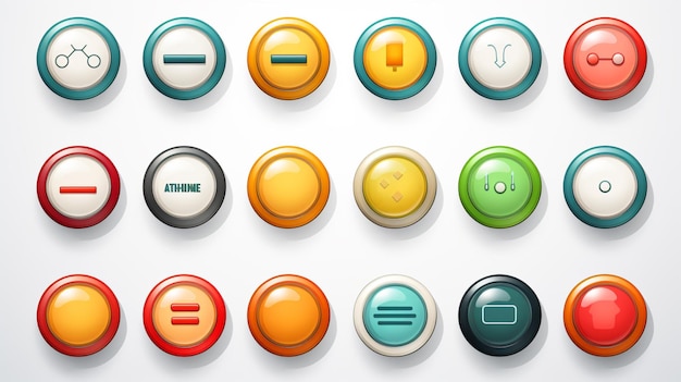 Vector a collection of buttons with a green and orange button that saysnoon it