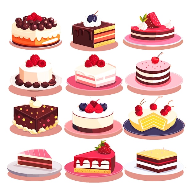 a collection of cakes including one with one that saysstrawberry  vector illustration